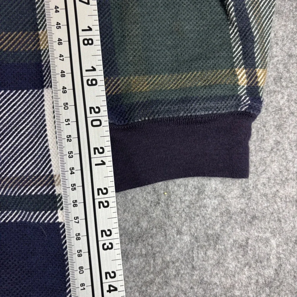 Chaps Ralph Lauren Polo Shirt Mens L Green Plaid Corduroy Collar Long Sleeve